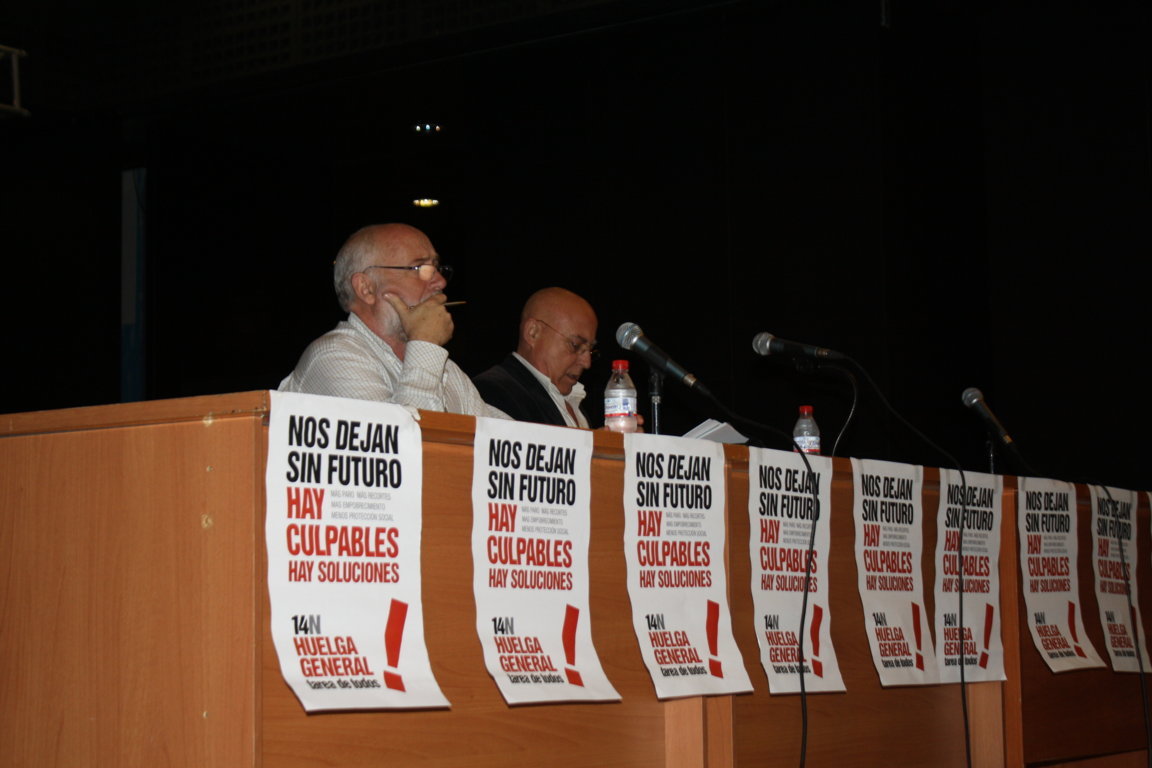 Ferrer en la asamblea celebrada en Marbella sobre la huelga general del 14N