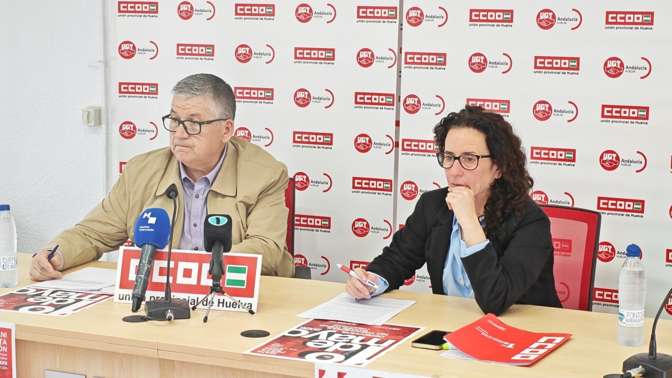 Francisco Gutierrez , SºGeneral de UGT Huelva y Mª Julia Perea. Sª General CCOO Huelva