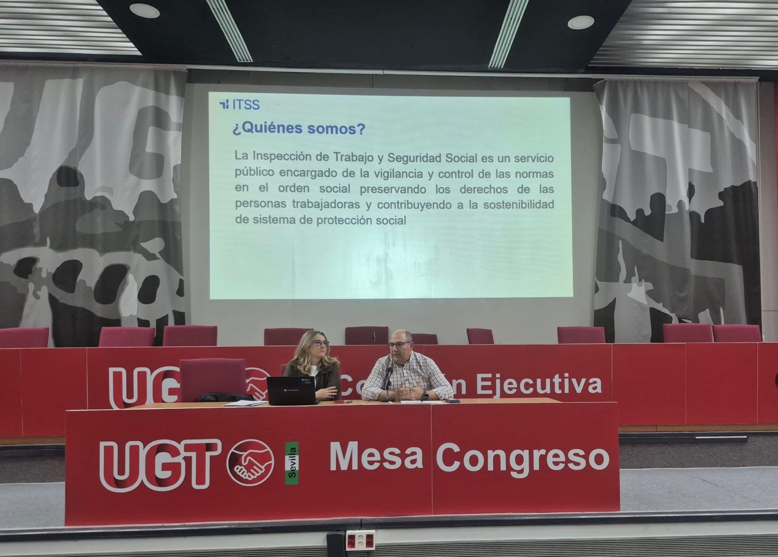 Esther Azorit, Jefa Inspección Trabajo y Pedro José Padilla, Secretario Institucional y Acción Sindical UGT Sevilla