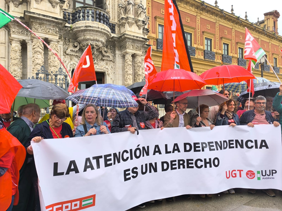 UJP UGT y CCOO denuncian en Sevilla el colapso del sistema de dependencia y exige una respuesta urgente de la Junta