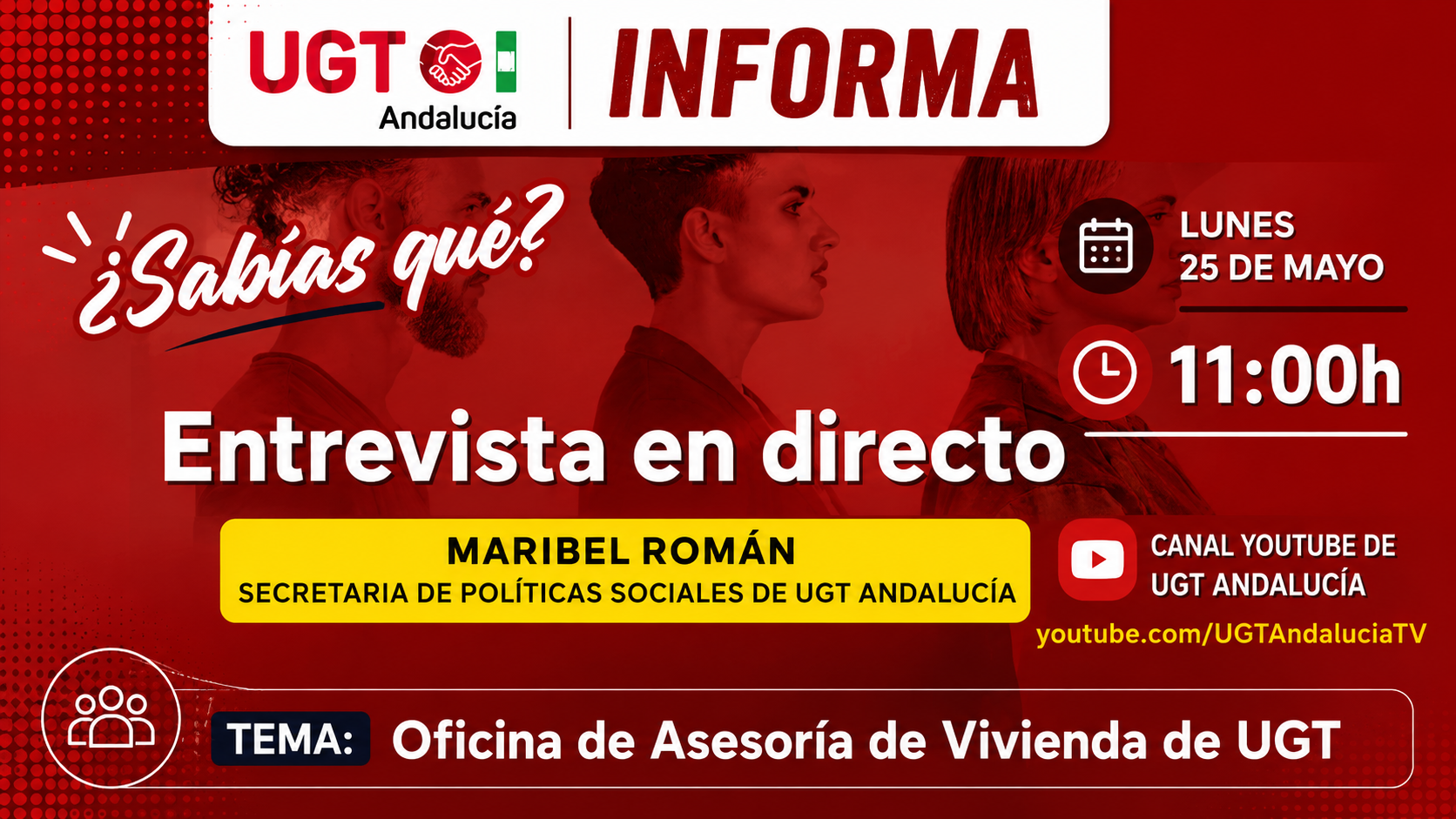 UGT Andalucía informa sobre la puesta en marcha de su Oficina de Asesoría de Vivienda en una entrevista en directo