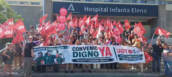 FESMC UGT denuncia el deterioro de las condiciones laborales de las plantillas de limpieza hospitalaria tras las concentraciones celebradas en Huelva