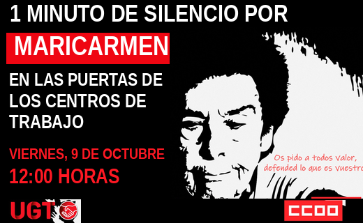 Minuto de silencio este viernes por Maricarmen en las puertas de todos los centros de trabajo