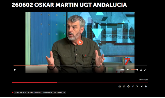 Oskar Martín reclama responsabilidad política y refuerzo del diálogo social para afrontar los retos de Andalucía