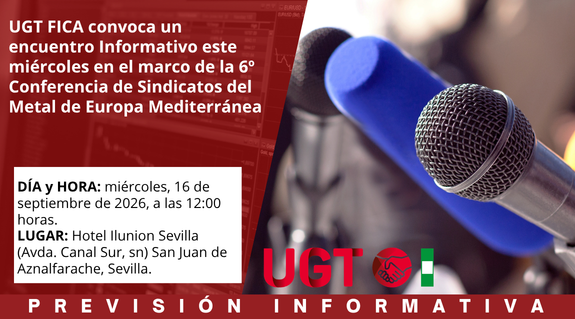 UGT FICA convoca un encuentro informativo este miércoles