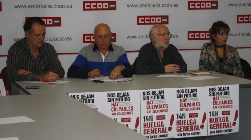 Reunión de UGT y CCOO con Izquierda Unida esta mañana.